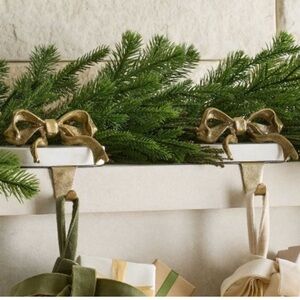 SET OF 2 Marble Metal Bow Christmas Stocking Holder Gold Threshold Studio McGee
